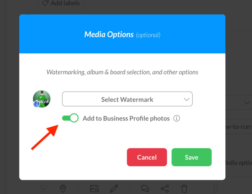 Add the photo from post to Google Business Profile photos