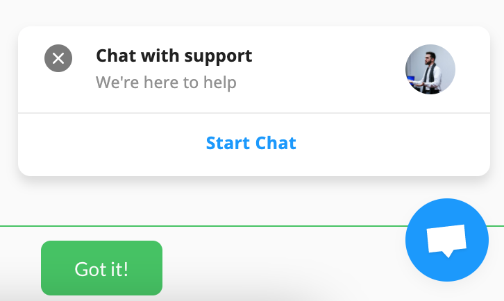 Publer's instant chat with customer support